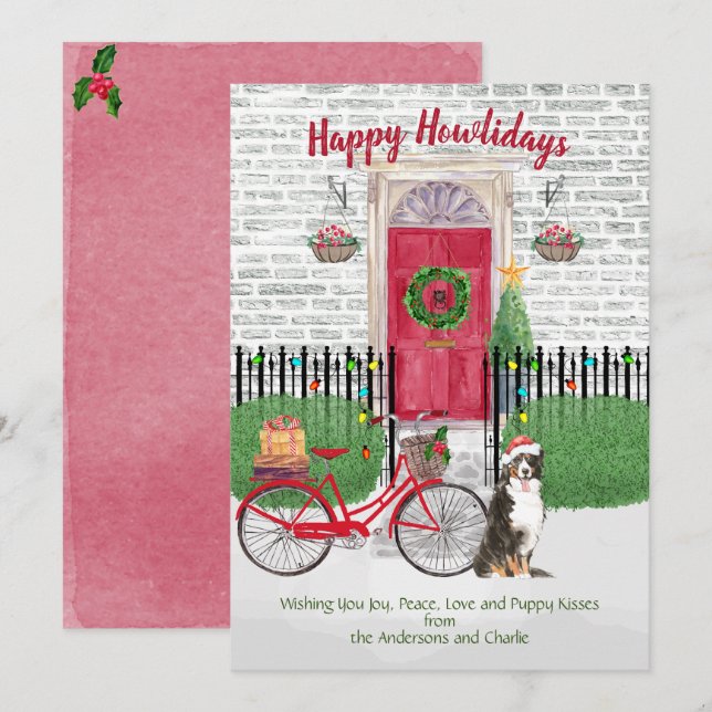 Happy Holiday Bernese Mountain Dog Bicycle  Door  (Front/Back)