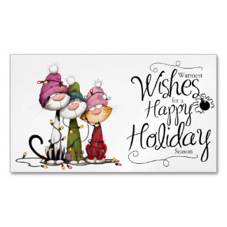 Happy Holiday Cats  Magnetic Business Card
