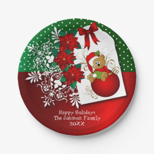 Happy Holiday Christmas Bear Paper Plate
