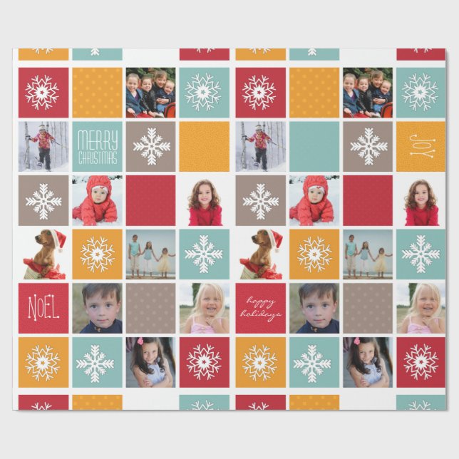 Happy Holiday Christmas Photo Wrapping Paper (Flat)