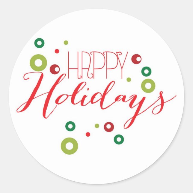 Happy Holiday Circle Sticker (Front)
