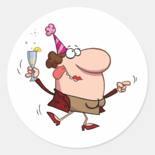Happy Holiday Dance Lady at New Year's Day Classic Round Sticker