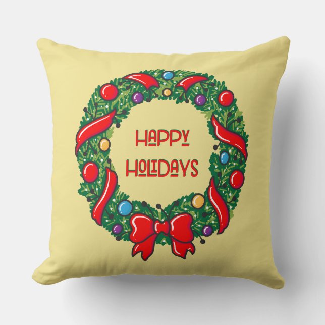 Happy Holiday Festive Whimsical Reef Stylish Cushion (Front)