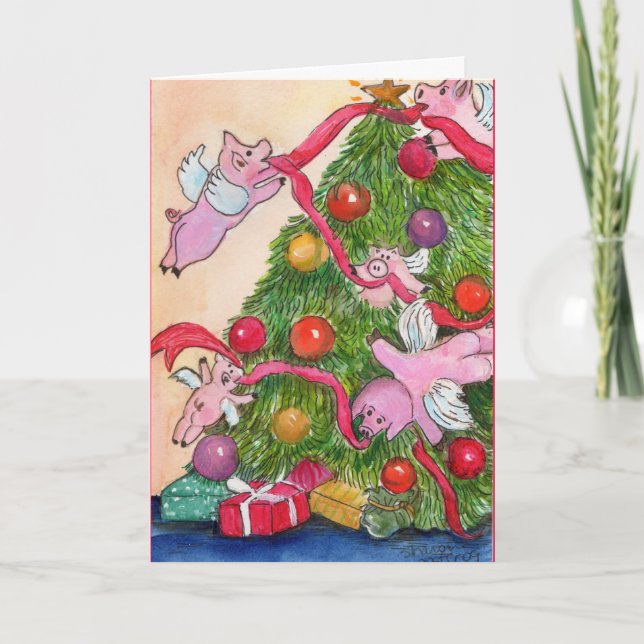 Happy Holiday Flying Pigs DecorateTree (Front)