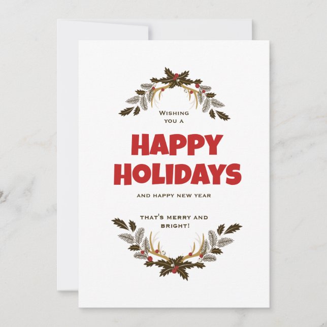  Happy Holiday Foliage Christmas Holiday Card (Front)