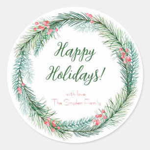 Happy Holiday Foliage Personalised Sticker