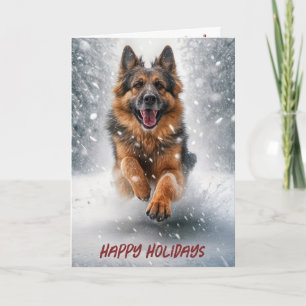 Happy Holiday German Shepherd In Snow Card