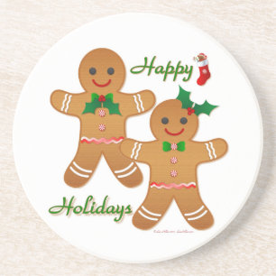 Happy Holiday Gingerbread Man Boy Girl Coaster