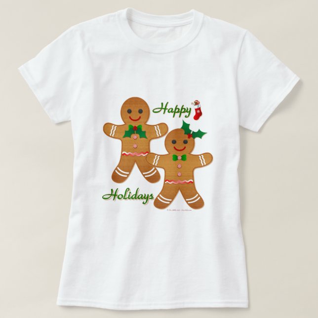 Happy Holiday Gingerbread Man Boy Girl T-Shirt (Design Front)