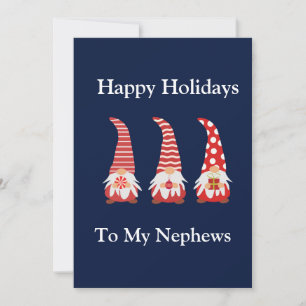Happy holiday Gnomes to nephews Christmas  Card