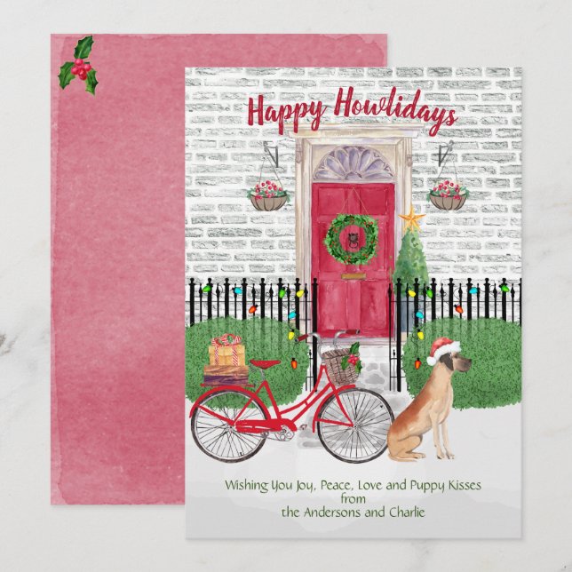 Happy Holiday Great Dane Bicycle Red Door (Front/Back)