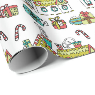Happy Holiday Houses Wrapping Paper