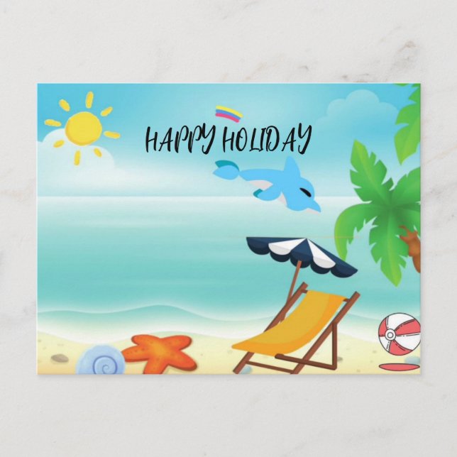 Happy Holiday In Beach Postcard (Front)