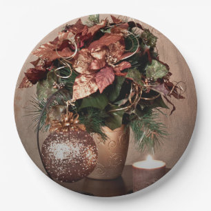 Happy Holiday in Bronze an Glitter Paper Plate