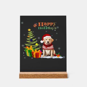 Happy Holiday Labrador Retriever Dog Christmas Tre Acrylic Sign