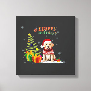 Happy Holiday Labrador Retriever Dog Christmas Tre Canvas Print