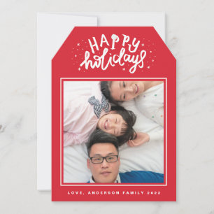 Happy Holiday Lettering Red Christmas