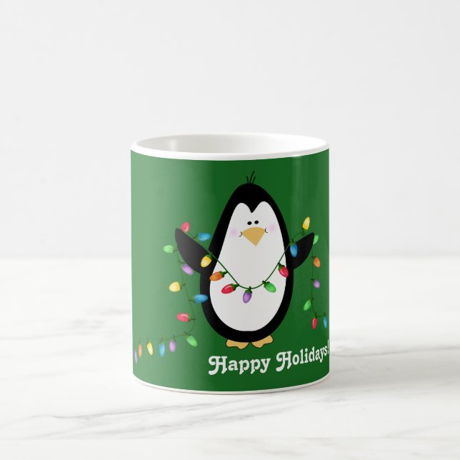 Happy Holiday Lights Penguin Mug (Center)
