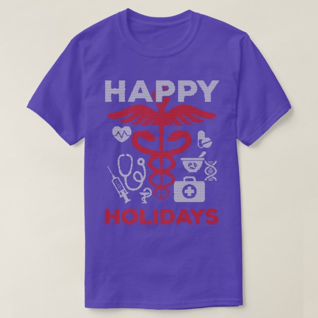 Happy Holiday Medical Team Doctor Nurse Christmas  T-Shirt (Design Front)