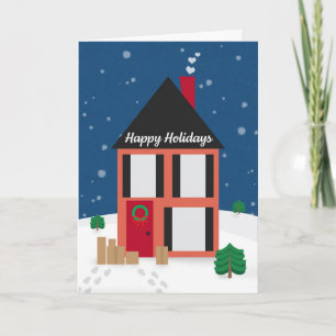 Happy Holiday Package Delivery Driver House Card