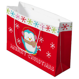 Happy Holiday Penguin Large Gift Bag
