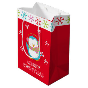 Happy Holiday Penguin Medium Gift Bag