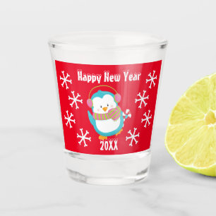 Happy Holiday Penguin Shot Glass