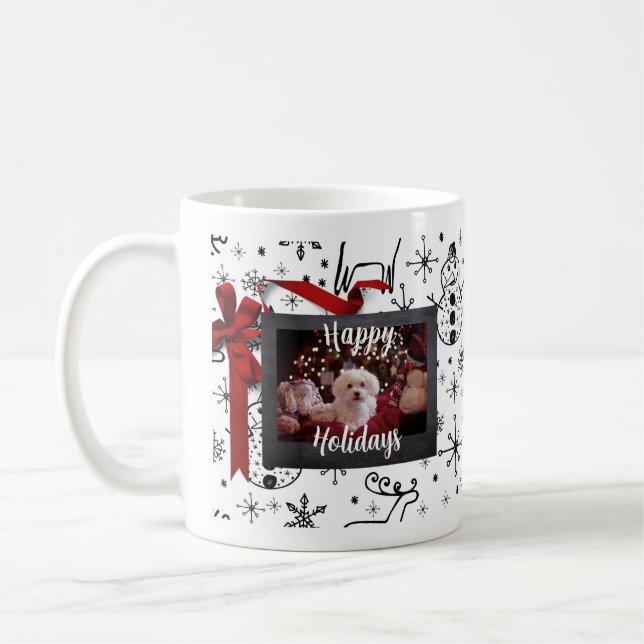 Happy Holiday Personalise Pet Themed Coffee Mug (Left)