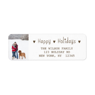 HAPPY HOLIDAY PHOTO RETURN ADDRESS LABEL