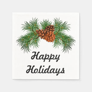 Happy Holiday - pine-cone detail Napkin