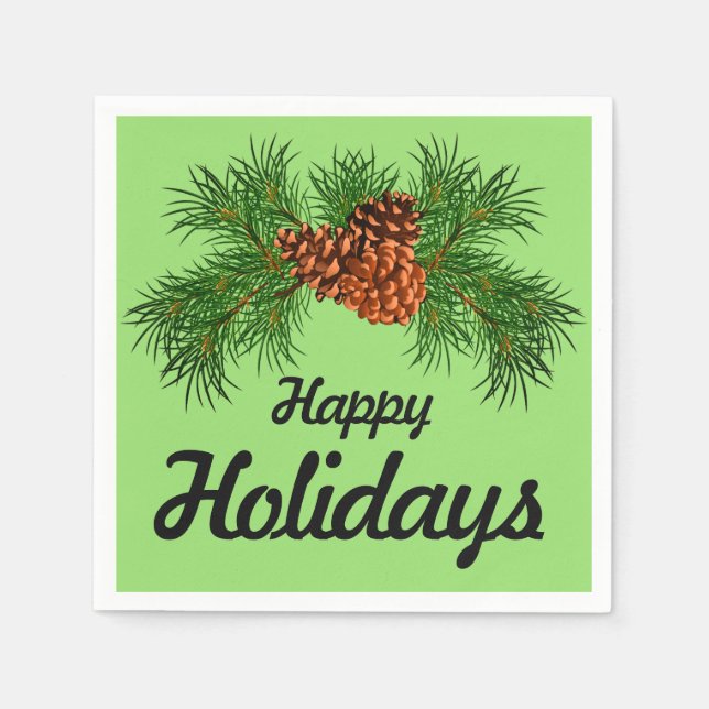 Happy Holiday - pine-cone detail Napkin (Front)
