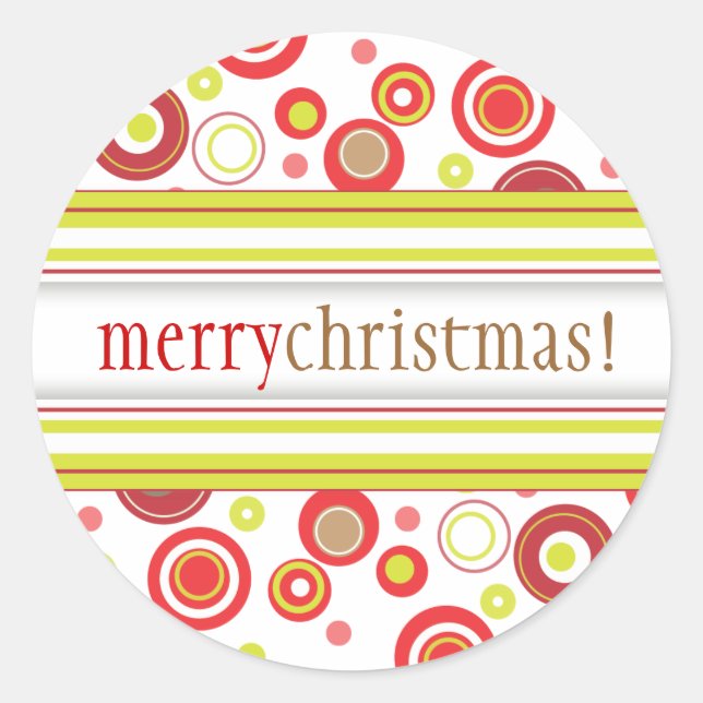 Happy Holiday Polka Dot Red Green Envelope Seal (Front)