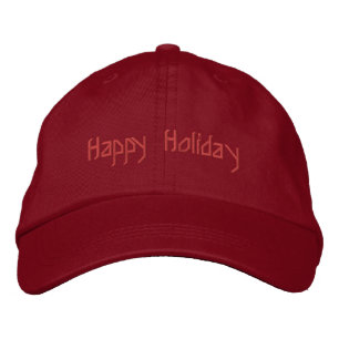  Happy Holiday Red Basic Adjustable  Embroidered Hat