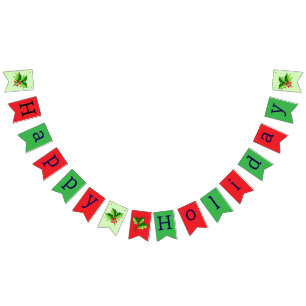 Happy Holiday Red & Green Bunting Flags