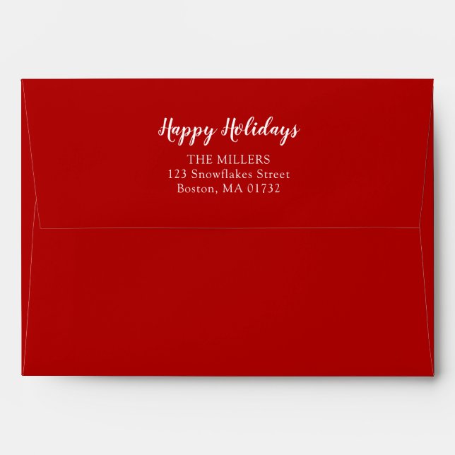 Happy Holiday Red Return address Envelope (Back (Top Flap))