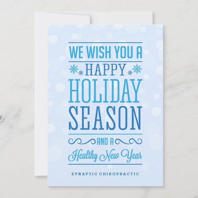 Happy Holiday Season Corporate Healthcare Cards (Front)