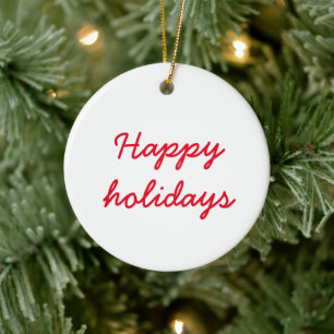 Happy holiday simple editable custom ceramic tree decoration