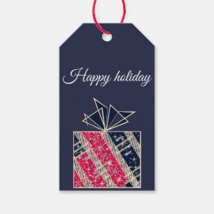 Happy holiday tags, shiny personalised gift tags