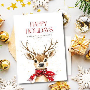 Happy Holiday Winter Woodland Reindeer Christmas Card