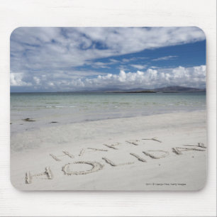 Happy Holiday Written On Eilogarry Beach Mouse Mat