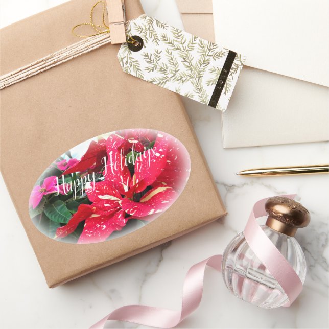 Happy Holidays 楕円形シール Oval Sticker (Gifting)