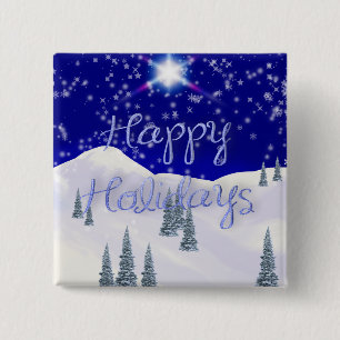 Happy Holidays 15 Cm Square Badge