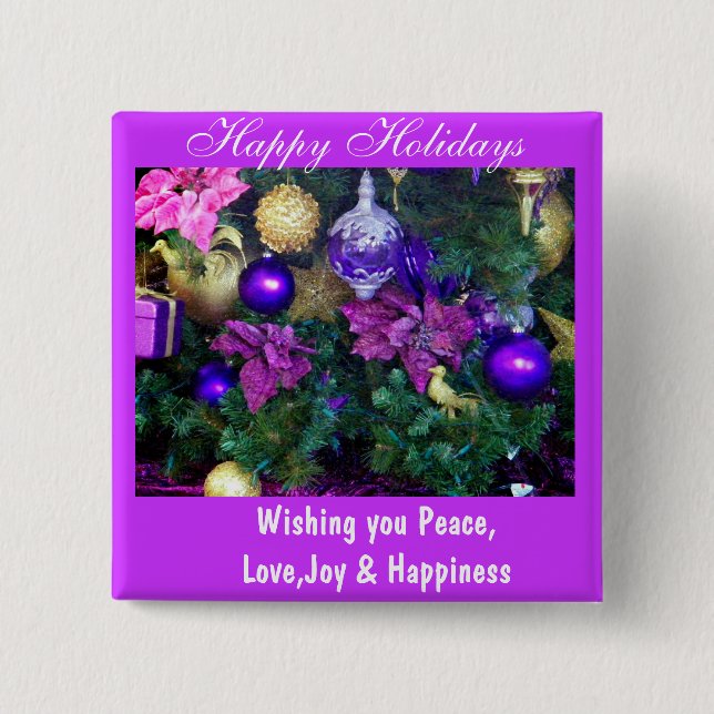 Happy Holidays_ 15 Cm Square Badge (Front)