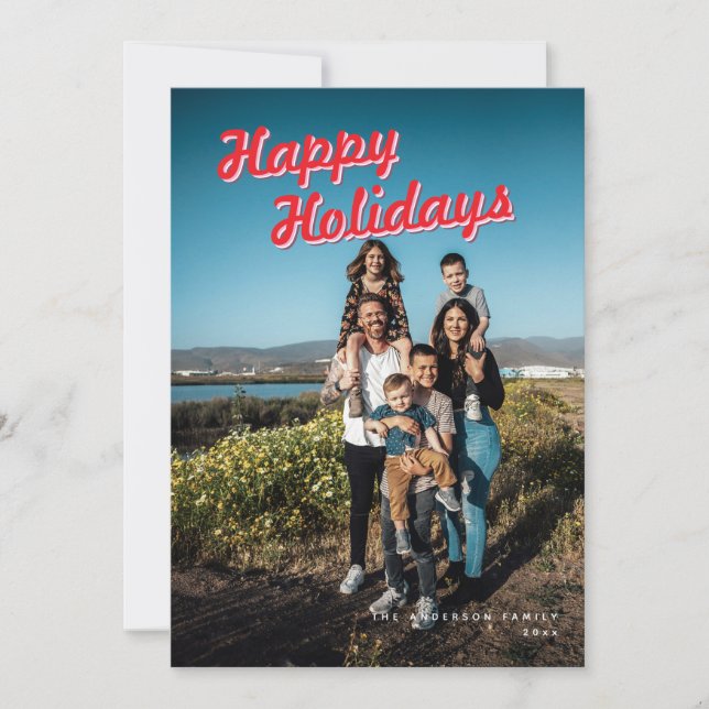 Happy Holidays 1-Photo Personalised Joyful Holiday Card (Front)