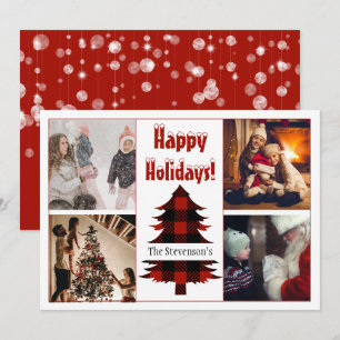 Happy Holidays 4 Photo Collage Personalised Holiday Card