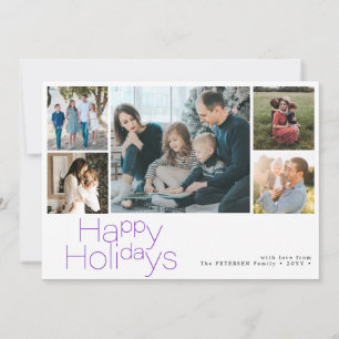 Happy Holidays 5 photo collage modern Holiday Card