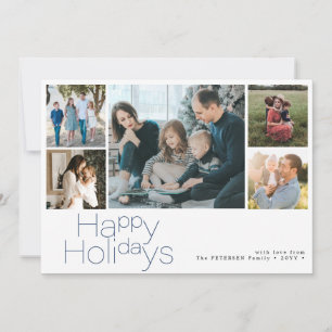 Happy Holidays 5 photo collage modern Holiday Card