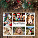 Happy Holidays 6 Photo Collage Christmas Holiday Card<br><div class="desc">Simple,  modern photo collage Christmas card featuring "Happy Holidays" in an elegant script,  6 pictures of your favourite people and moments from the last year and your family name and the year.</div>