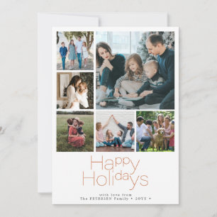 Happy Holidays 6 photo collage modern Holiday Card