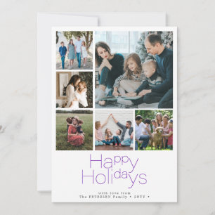 Happy Holidays 6 photo collage modern  Holiday Card